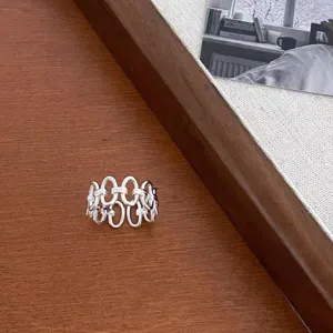 Sweet stacked silver ring for women, exquisite woven open finger jewelry for daily wear chic.