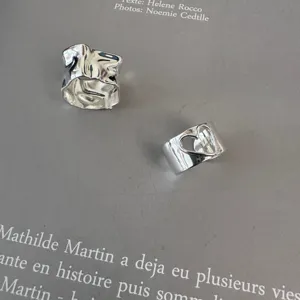 Silver irregular geometric and cutout heart ring set, sweet cool fashion stackable open ring.