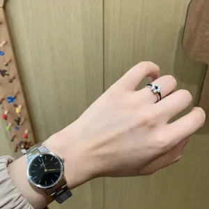 Pearl flower open ring for women vintage silver adjustable fashion finger ring jewelry