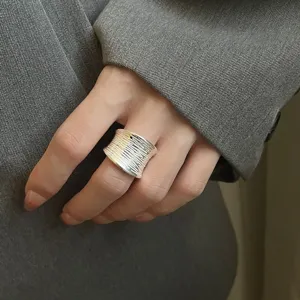 Geometric Wide Band Open Ring For Women Copper Electroplated Fashion Trendy Finger Ring Party Jewelry Gift