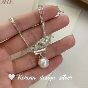 Collier pendentif perle multi-brins élégant chaîne de clavicule bijoux minimalistes femme