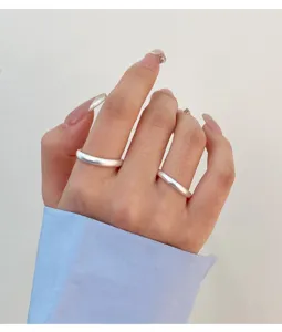 Minimalist silver open ring geometric matte metal ring fashion women everyday finger jewelry