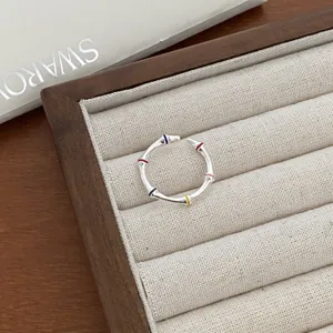 Bamboo shaped colorful open ring for women stylish metal fashion jewelry statement accessory