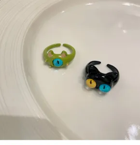 Cute cat monster open ring quirky trendy fashion jewelry detail view accessory gift