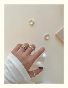 Schicker bunter Zirkon Offener Ring minimalistischer Metall stapelbarer Fingerschmuck Damen