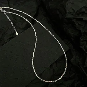 Collier de perles en argent sterling 925, magnifique choker design de niche pour femmes.