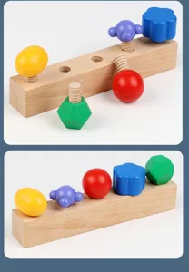 Montessori wooden screw toy for kids, early education hand-eye coordination training tool.