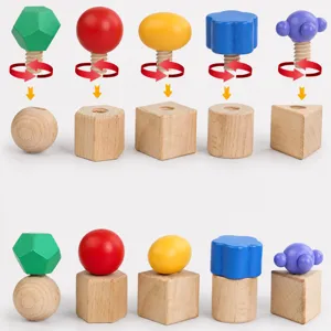Montessori wooden screw building blocks set early education hand-eye coordination toy for kids