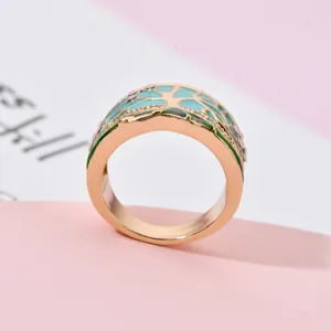 Vintage enamel tree design ring with colorful accents for women daily wear jewelry 1pc