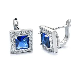 Elegant square blue cubic zirconia huggie hoop earrings for women wedding party gifts