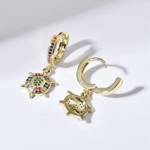 Orecchini a cerchio tartaruga in zirconia cubica colorata placcati in oro gioielli donna