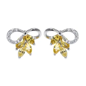 Mode Kupfer Strass Ohrstecker Weizenähre Schleife Design Süßer Stil Ohrstecker Für Damen Hochzeit Party Schmuck Geschenk