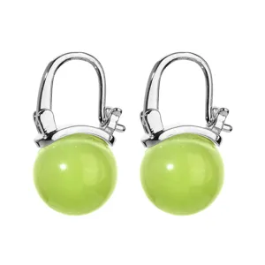 Elegante grüne Katzenauge Ohrringe mit Klappverschluss für Damen, minimalistischer Schmuck.