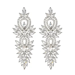 Lunghi orecchini pendenti in zircone marquise cristallo scintillante gioiello sposa