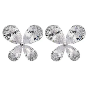 Elegant butterfly zirconia stud earrings featuring sparkling pear cut stones for women jewelry.