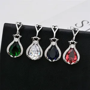 Vintage Teardrop Zirconia Dangle Earrings For Women Copper Electroplated Heart Water Drop Earrings Wedding Party Fashion Jewelry