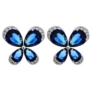 Exquisite butterfly stud earrings featuring stunning deep blue stones and sparkling zirconia.