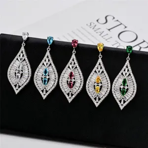 Elegante Kupfer Zirkonia Quaste Hängeohrringe Glänzende Wassertropfen Lange Kette Kronleuchter Statement Ohrringe Schmuck Für Frauen