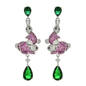 Französischer Stil Kupfer Strass Süße Hase Ohrhänger Vintage Elegante Wassertropfen Ohrringe Für Damen Schmuck Geschenk
