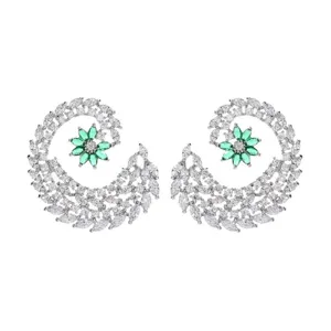 Elegante grüne Blume Zirkon Wirbel Ohrringe glänzende Kristall Mode Schmuck für Damen Party