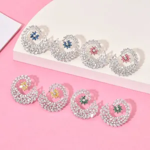 AAA Zirkonia Blume Spiral Ohrstecker Für Damen Kupfer Eingelegte Zirkonia Elegante Ohrringe Für Hochzeit Party Geschenk