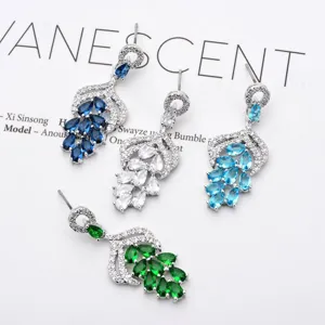 Elegante Koperen Lange Kwast Oorbellen Voor Vrouwen Met AAA Zirconia Waterdruppel Peervormige Oorbellen Feest Sieraden Accessoires