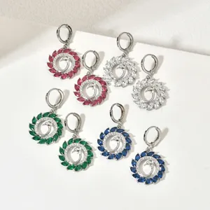 Fashion swan zircon earrings multi-color crystal drop earrings women wedding jewelry