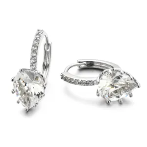 Orecchini a cerchio in argento con zircone cubico a goccia, gioielli eleganti da donna.