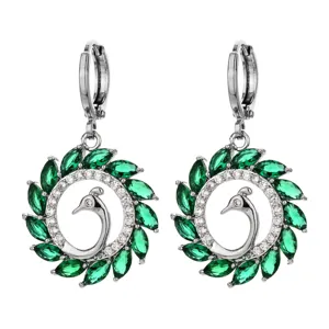 Fashion Copper Rhinestone Swan Earrings Trendy Neo-Chinese Animal Crystal Drop Earrings For Women Wedding Party Jewelry Gift
