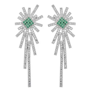 Elegant Geometric Tassel Drop Earrings For Women Luxury Copper Cubic Zirconia Dangle Earrings Bridal Wedding Party Jewelry Gift
