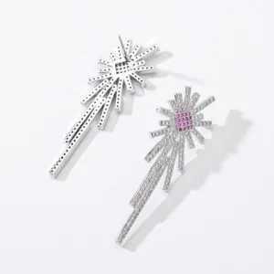 Elegant micro-pave cubic zirconia starburst long dangle earrings for stylish women.