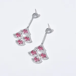 Elegant long fan-shaped cubic zirconia tassel earrings for modern women fashion daily.