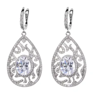 Orecchini a Goccia in Rame Vintage per Donna con Zirconia Intarsiata Orecchini Pendenti con Nappina a Goccia d'Acqua Gioielli di Lusso