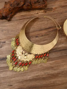 Vintage multi-layer peacock tassel necklace ethnic style gold collar jewelry for women party