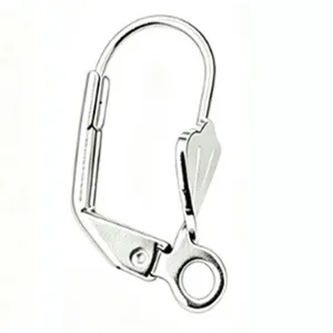 Composant de boucle d'oreille levier en métal couleur argent pour création bijoux DIY.