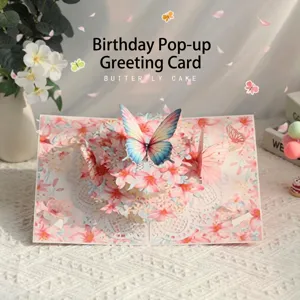 Carte de vœux pop-up 3D papillon exquise vue détaillée, parfaite pour cadeaux d'anniversaire.