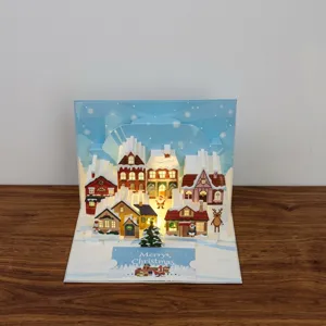 Carte de vœux pop-up 3D de Noël en papier sculpté à la main pour cadeau de fête