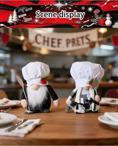 Chef Gnomo Bambola di Peluche Gnomo Senza Volto Chef Festa Vetrina Decorazione Tavolo