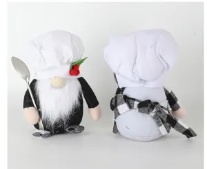 Peluche Gnomo Cuoco Bambola Senza Volto Cucina Decorazione Finestra Festa Dettaglio
