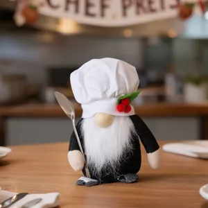 Chef gnomo peluche bambola senza volto decorazione cucina vacanza casa finestra grazioso giocattolo