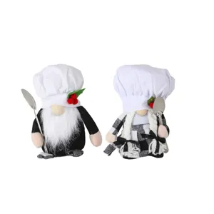 Set di peluche gnomo cuoco, simpatica decorazione natalizia per la cucina e soprammobile.