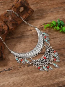Vintage ethnisch Strass Statement Halskette boho Quaste Schlüsselbeinkette Schmuck