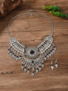 Vintage Ethnic Style Statement Necklace and Earrings Set Bohemian Jewelry for Women