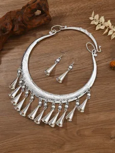 Ethnischem Stil retro übertriebene Miao Silber Halskette und Ohrringe Set für Frauen Auftritt Party