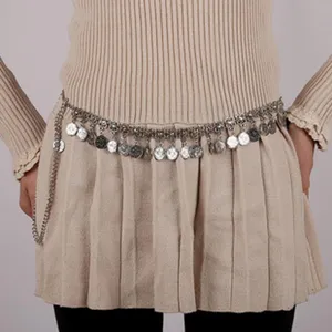 Vintage silver coin waist chain belly dance belt metal body jewelry for women fashion accessories