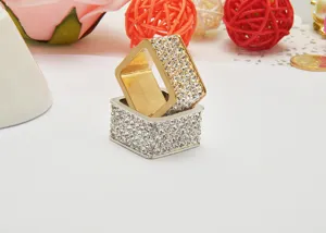 Viereckiger Strass Schalring Serviettenring Legierung Kristall Dekor Zubehoer Damen Alltag