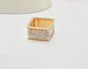 Quadratischer Strass Legierung Schal Schnalle elegante Gold Metall Serviettenring