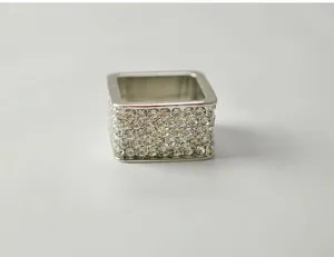 Quadratischer Strass Schalring Legierung Serviettenring elegante Mode Damen Accessoire Ring