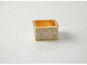 Goldener quadratischer Strass-Schalring, elegante Legierung Kristall Serviettenring.
