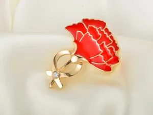Red carnation brooch metal drip oil rhinestone fashion apparel accessories pins for women